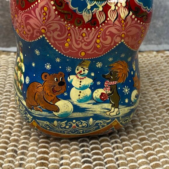 Vtg Wooden Solid Russian Hand Carved Ded Moroz Santa Claus 7" folklore figurine - Picture 12 of 16